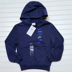 NWT Nike Kids Club Fleece Stacked Logo Pullover Hoodie